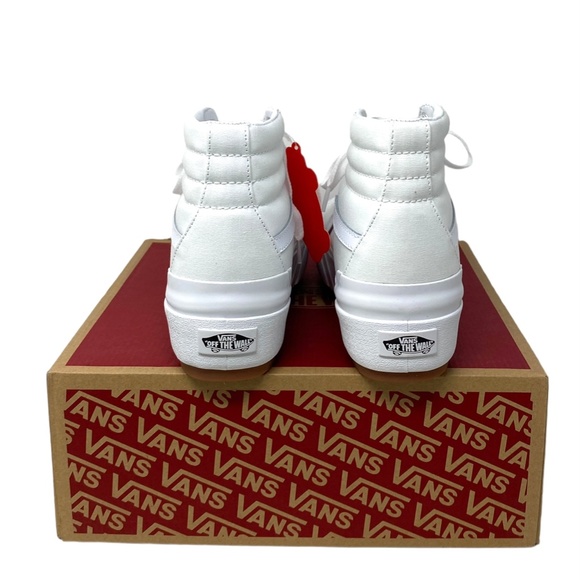 VANS Sk8-Hi Stacked Sneakers Women Size Platform Shoes White Canvas VN0A4BTWL5L - Picture 4 of 8